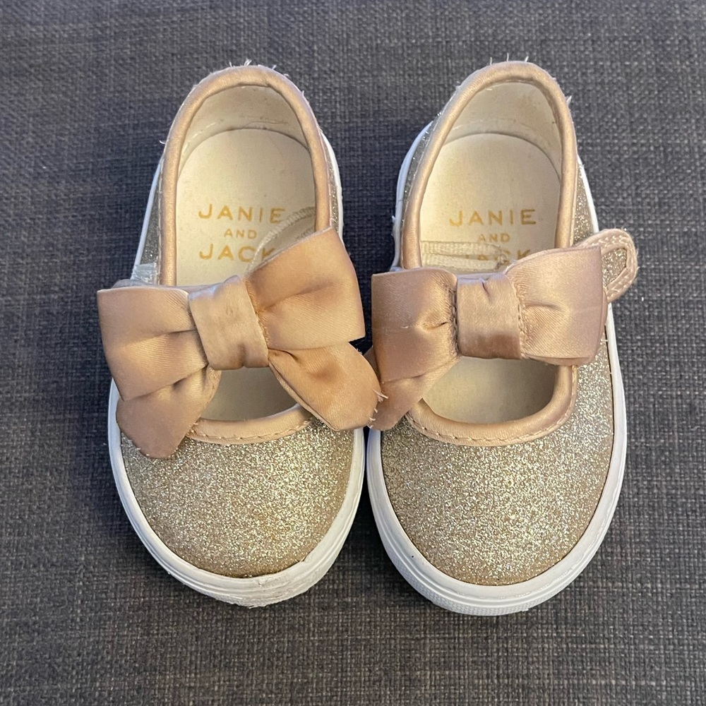 Janie and Jack Glitter Bow Sneakers